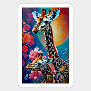 Giraffe Colorful Floral Flower Sticker